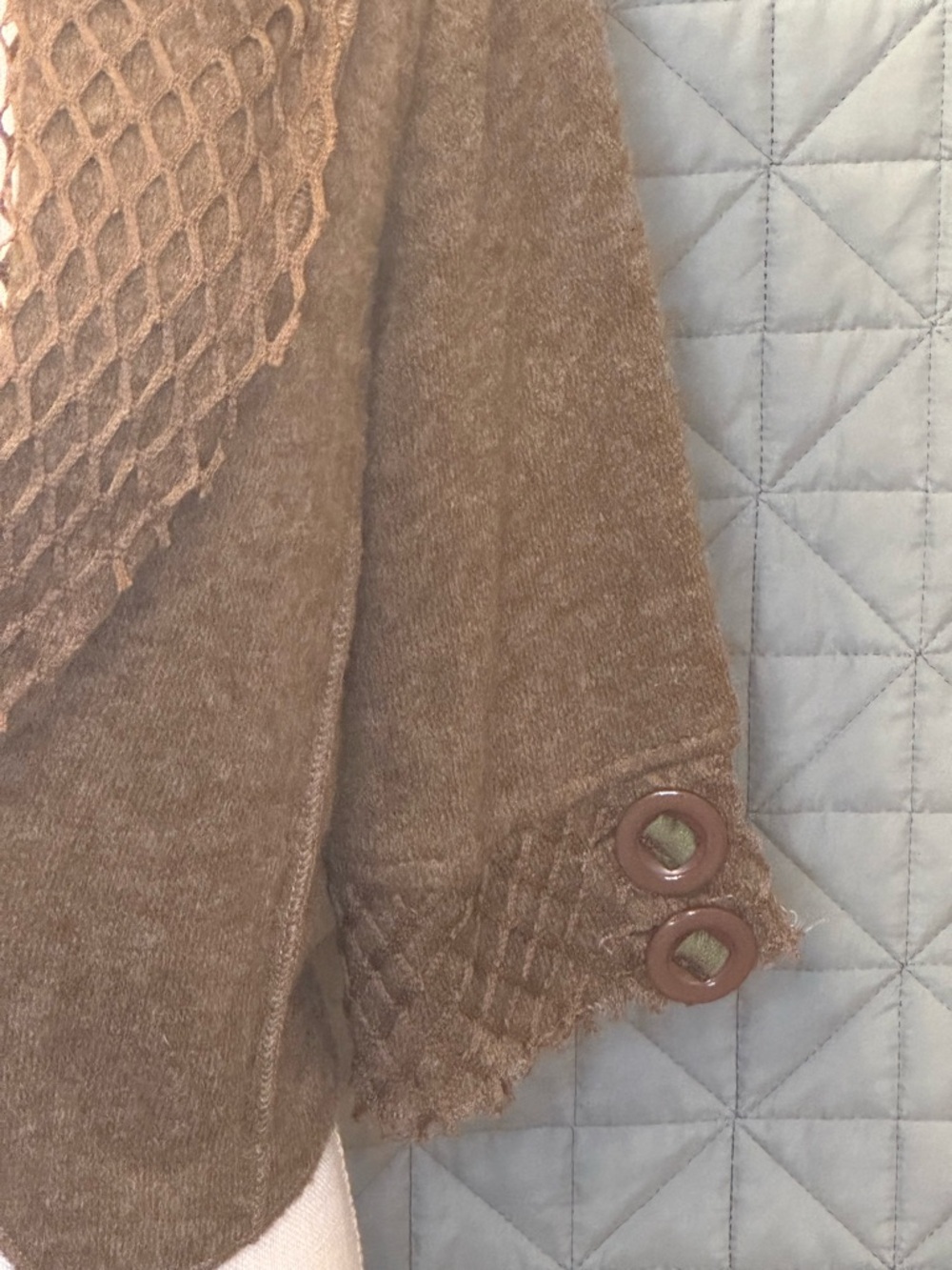 Vintage Pretty Angel Fashion Brown Lattice Lapel Women's Sweater - Picture 5 of 8